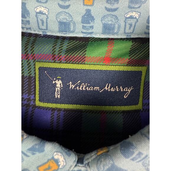 William Murray Performance Golf Polo‎ Shirt Activewear Beer Powder Blue Medium - Picture 6 of 10